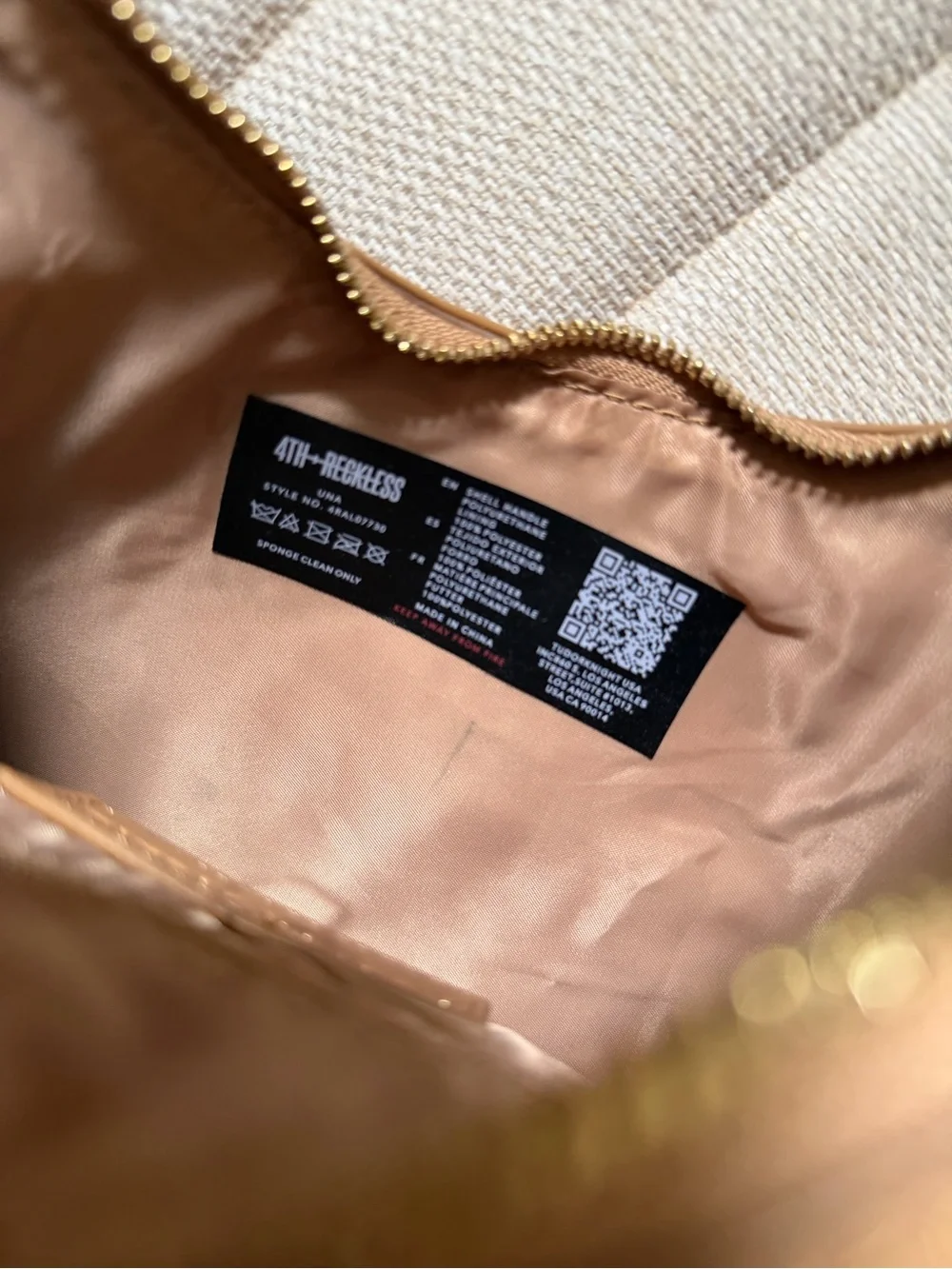 Camel Suede-Effect Hobo Bag with Gold Hardware